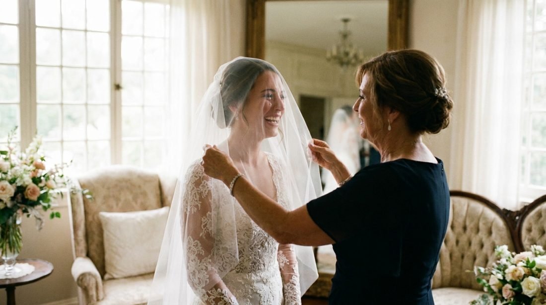 Emotional wedding highlight moment – bride laughing with tears of joy